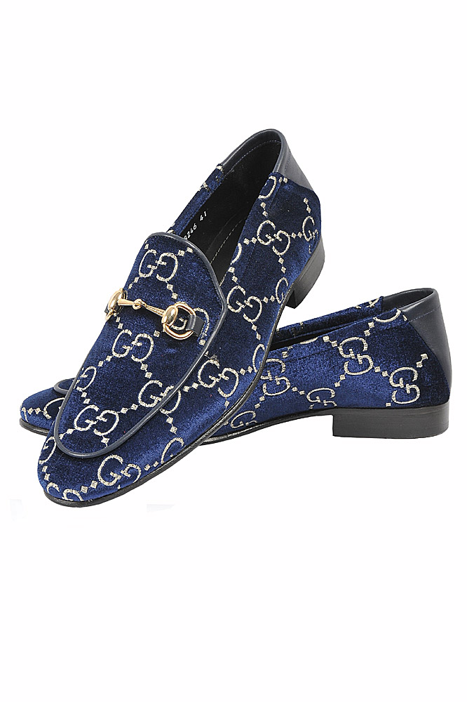 gucci blue velvet shoes