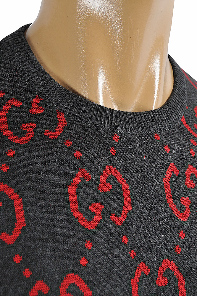 Mens Designer Clothes | GUCCI Menâ??s Stripe Knitted Black Sweater 104