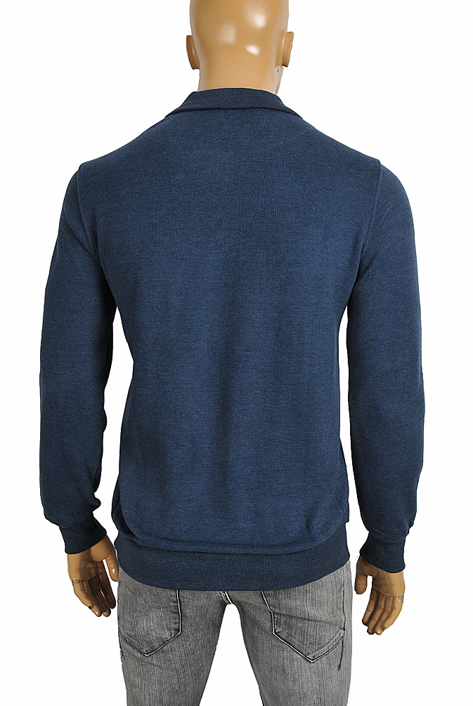 Mens Designer Clothes | GUCCI Menâ??s knitted sweater in navy blue color 105