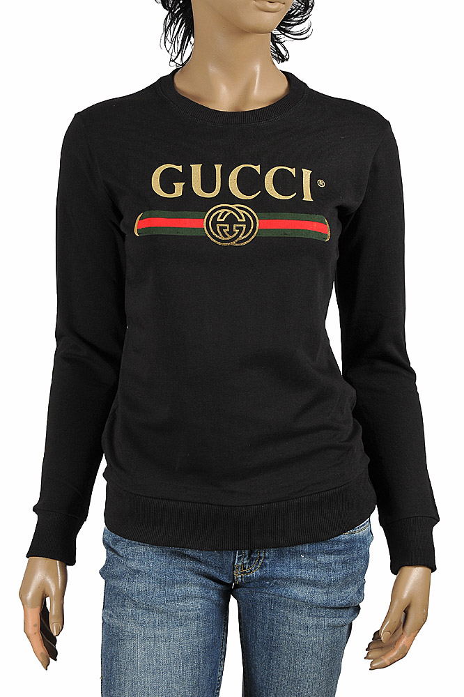 Womens Designer Clothes | GUCCI womenâ??s cotton sweatshirt with front logo print 112