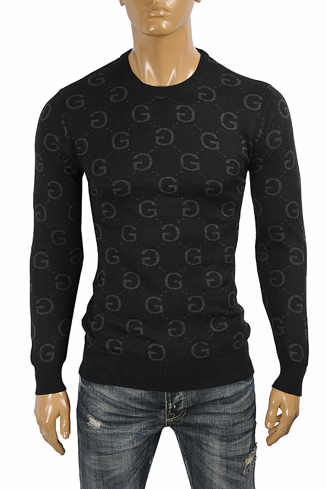 Mens Designer Clothes | GUCCI men GG knitted sweater in black 117