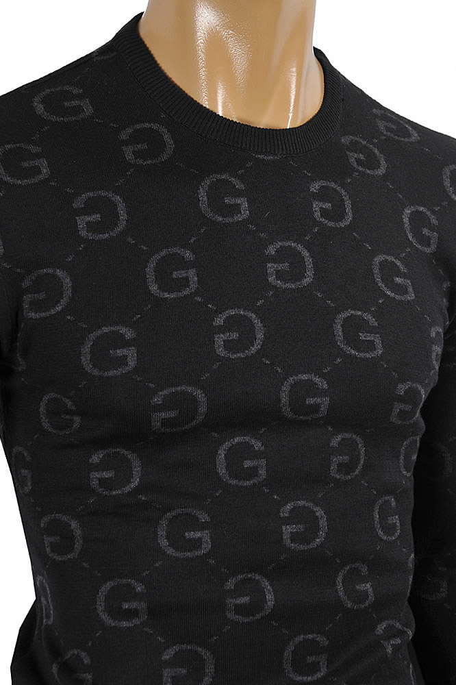 Mens Designer Clothes | GUCCI men GG knitted sweater in black 117