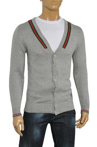 Mens Designer Clothes | GUCCI Men's V-Neck Button Up Sweater #48