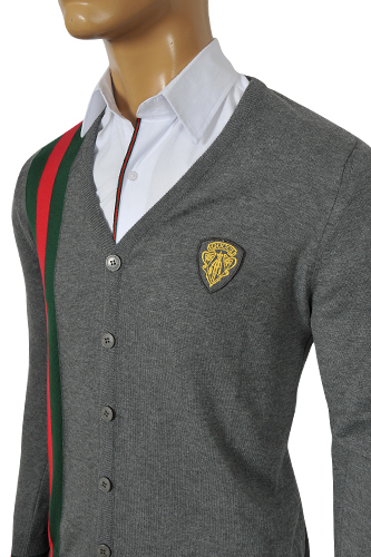 Mens Designer Clothes | GUCCI Men's V-Neck Button Up Sweater #57