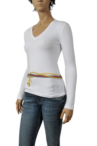 Womens Designer Clothes | GUCCI Ladies Long Sleeve V-Neck Top #196