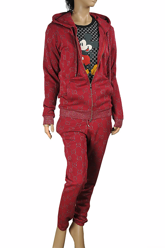 Womens Designer Clothes | GUCCI womenâ??s GG jogging suit in burgundy 176