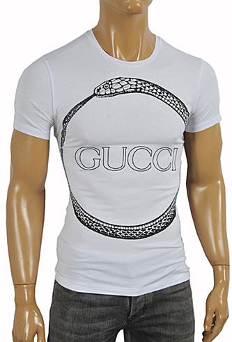Mens Designer Clothes | GUCCI Ouroboros print T-Shirt #217