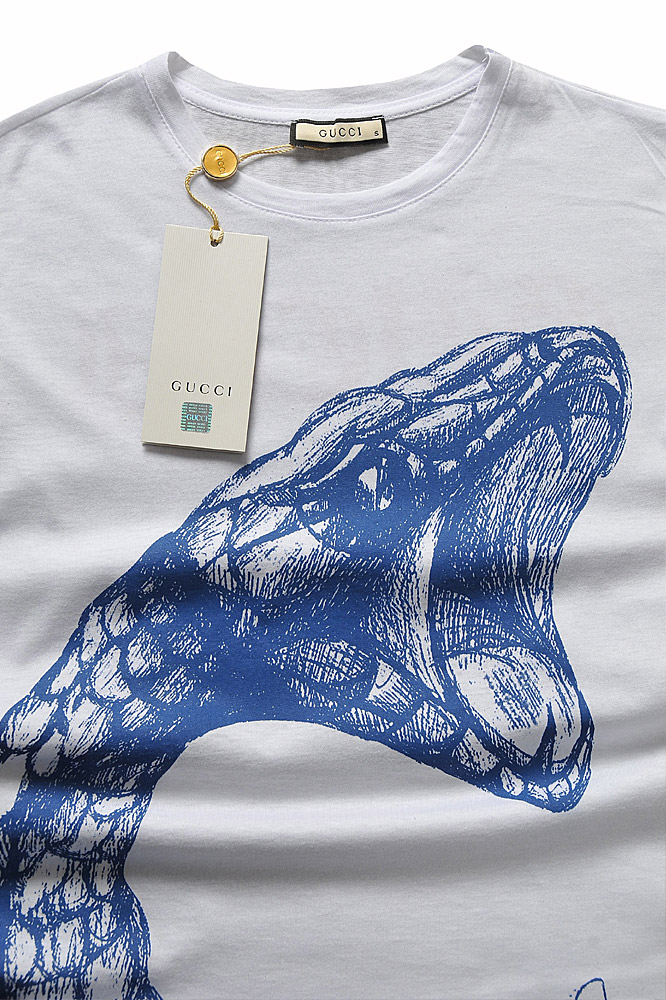 Mens Designer Clothes | GUCCI Snake print cotton T-Shirt #239