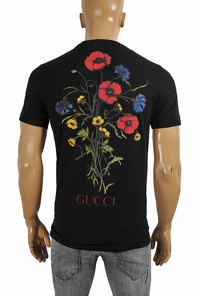Mens Designer Clothes | GUCCI cotton T-shirt with front and back print in black 260