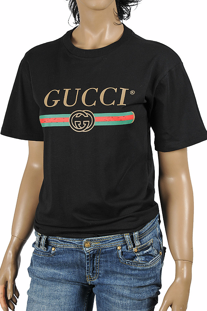 Womens Designer Clothes | GUCCI womenâ??s oversize T-shirt with front logo print 270