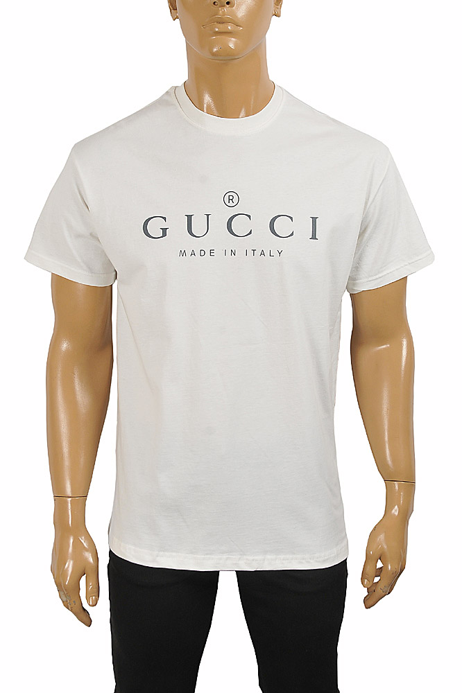 Mens Designer Clothes | GUCCI cotton T-shirt with front logo print 296