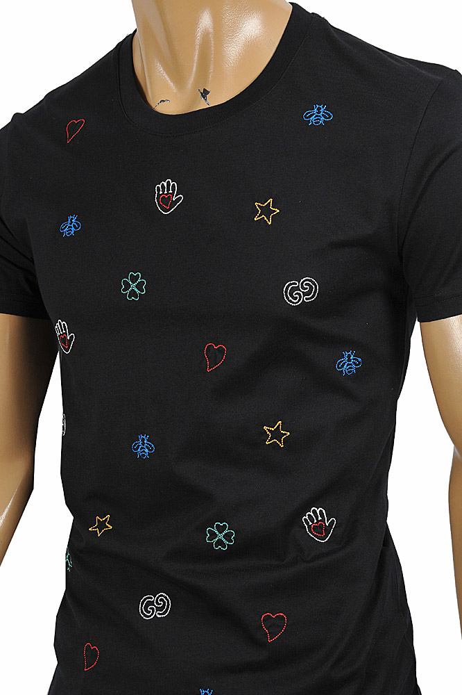 Mens Designer Clothes | GUCCI cotton t-shirt with symbols embroidery 301