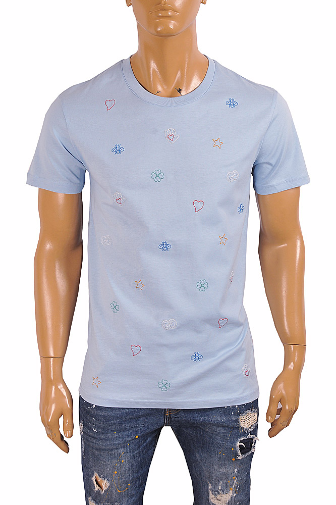 Mens Designer Clothes | GUCCI cotton t-shirt with symbols embroidery 302