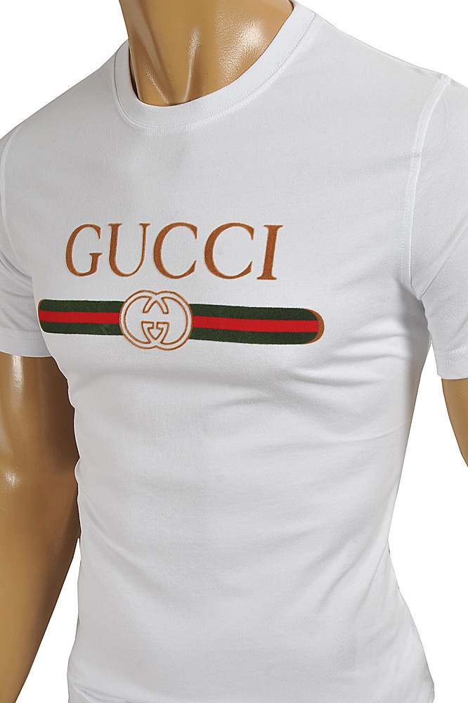Mens Designer Clothes | GUCCI men T-shirt with front logo print 318