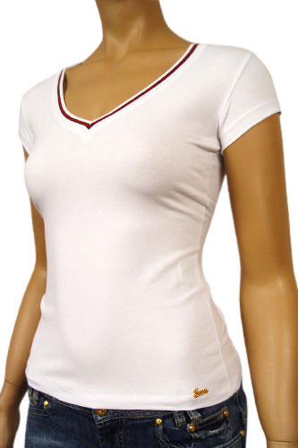 Womens Designer Clothes | GUCCI Ladies V-Neck Short Sleeve Tee #59