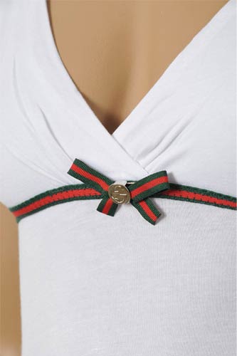 Womens Designer Clothes | GUCCI Ladies V-Neck Short Sleeve Top #93