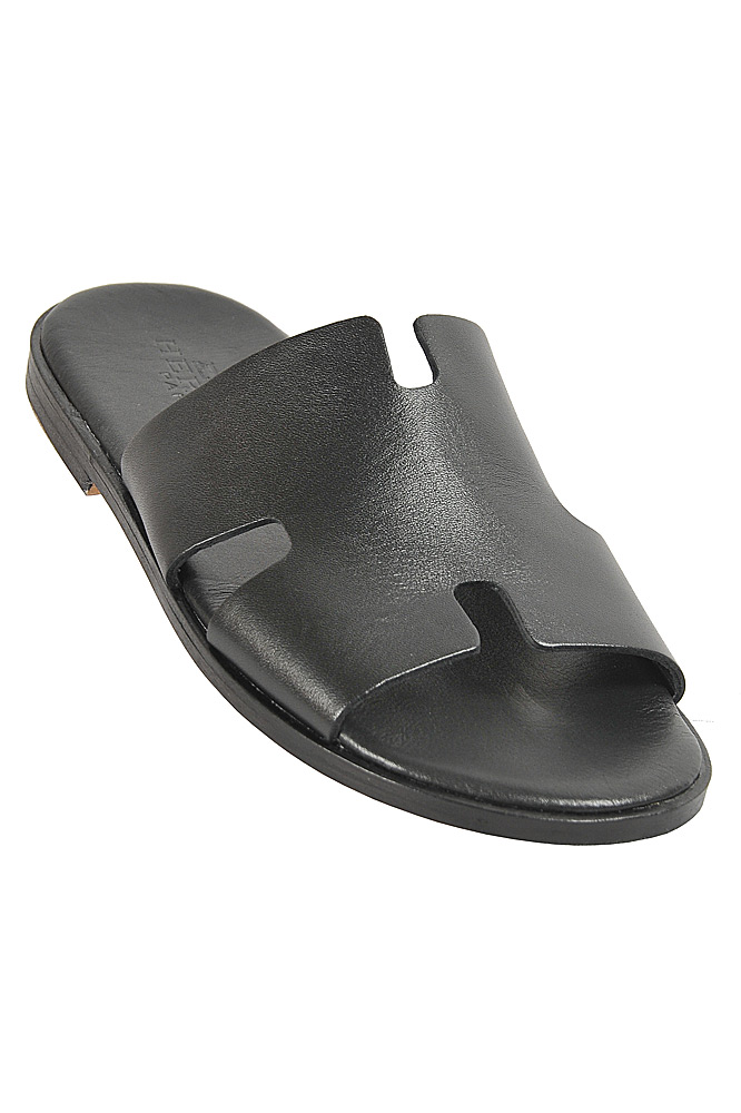Mens Designer Clothes | HERMES Mens Leather Sandals In Black 301