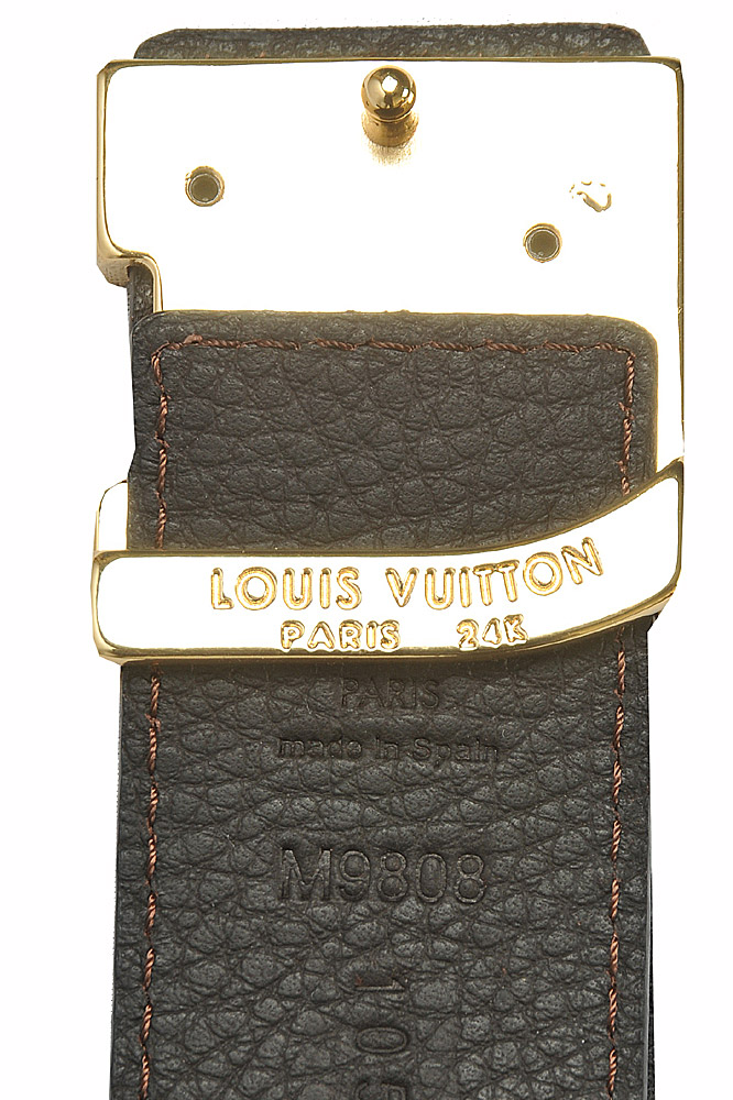 Mens Designer Clothes | LOUIS VUITTON leather belt with gold buckle 78