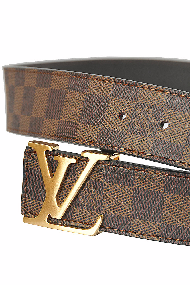 Mens Designer Clothes | LOUIS VUITTON leather belt with gold buckle 78
