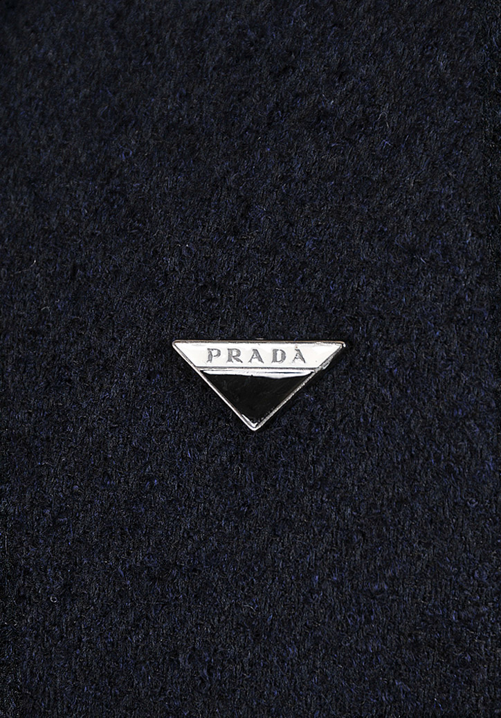 Mens Designer Clothes | PRADA men's bomber knitted jacket in navy blue 42
