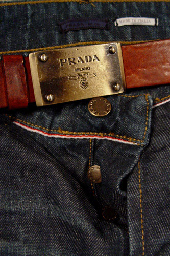Mens Designer Clothes | PRADA Mens Crinkled Jeans With Belt #11
