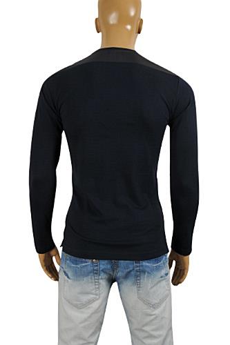 Mens Designer Clothes | PRADA Men's Long Sleeve Fitted Shirt In Navy Blue #88