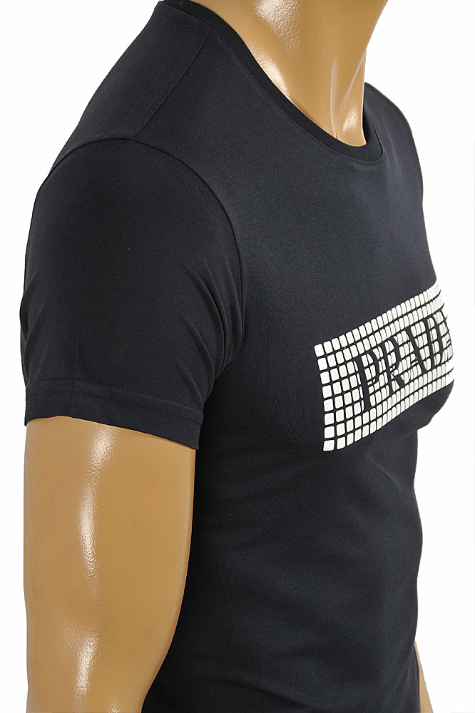 Mens Designer Clothes | PRADA Men's cotton T-shirt with print in navy blue #105