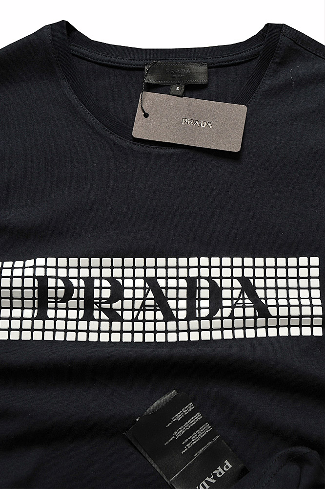 Mens Designer Clothes | PRADA Men's cotton T-shirt with print in navy blue #105