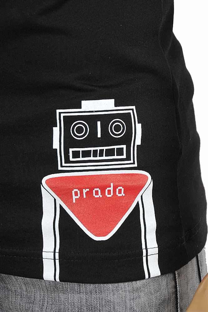 Mens Designer Clothes | PRADA Men's cotton T-shirt with print in black 108