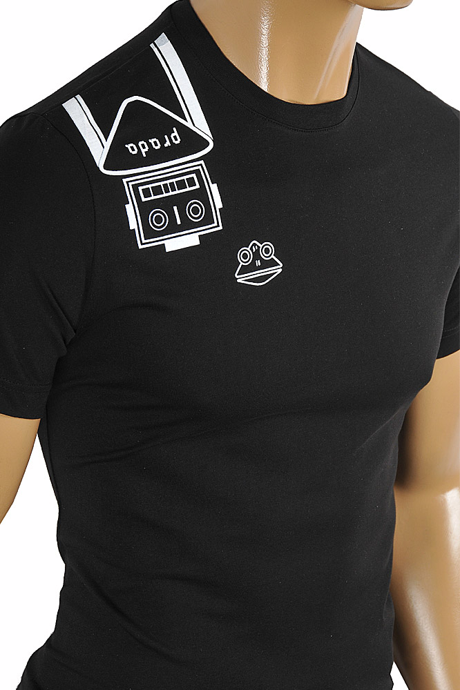 Mens Designer Clothes | PRADA Men's cotton T-shirt with print in black 108