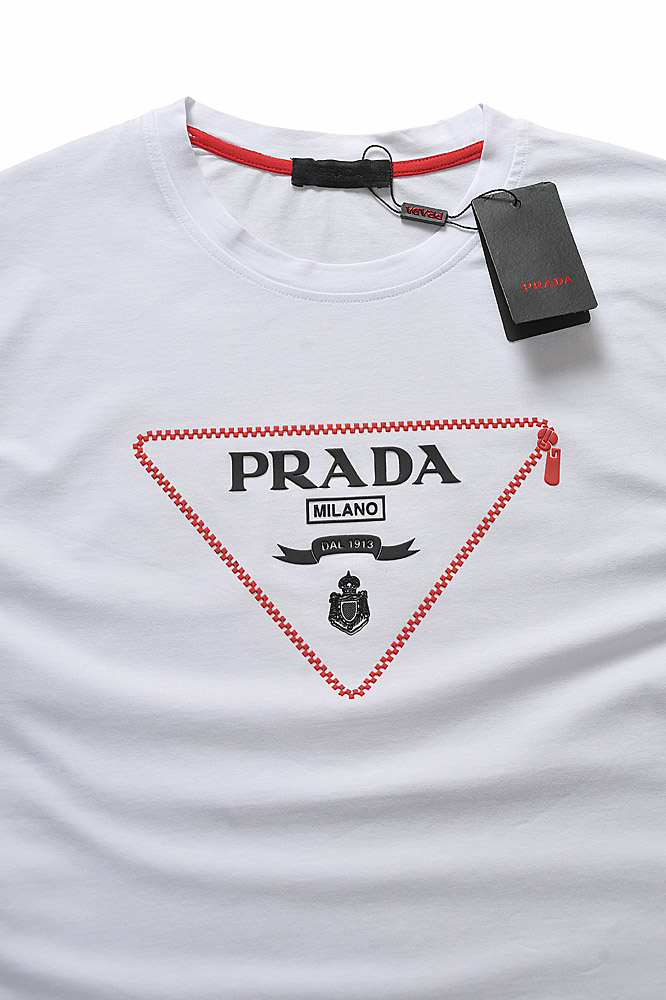 Mens Designer Clothes | PRADA Men's t-shirt with front logo print 117