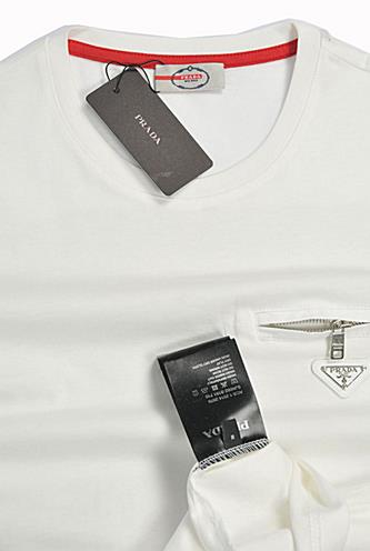 Mens Designer Clothes | PRADA Men's White Fitted T-Shirt #97