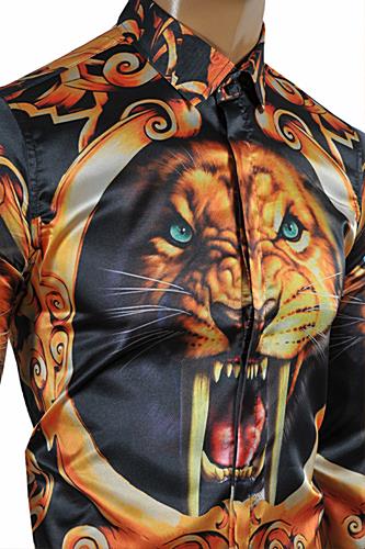 Mens Designer Clothes | VERSACE Tiger print men's dress shirt #172