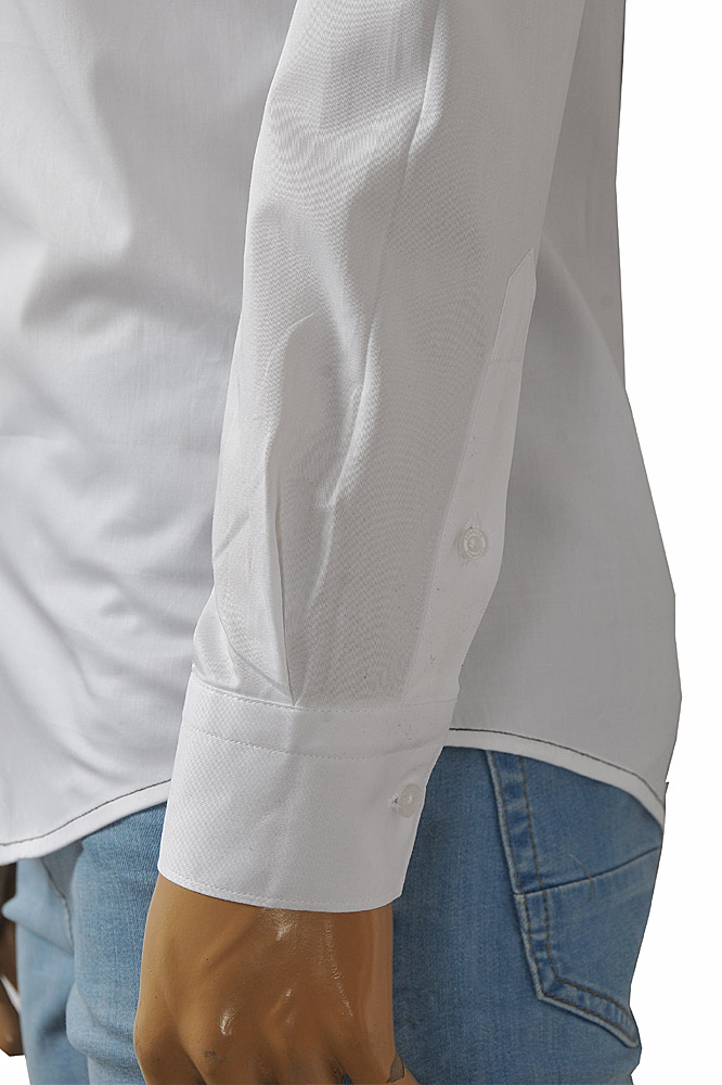 Mens Designer Clothes | VERSACE Men's White and Black Dress Shirt 185