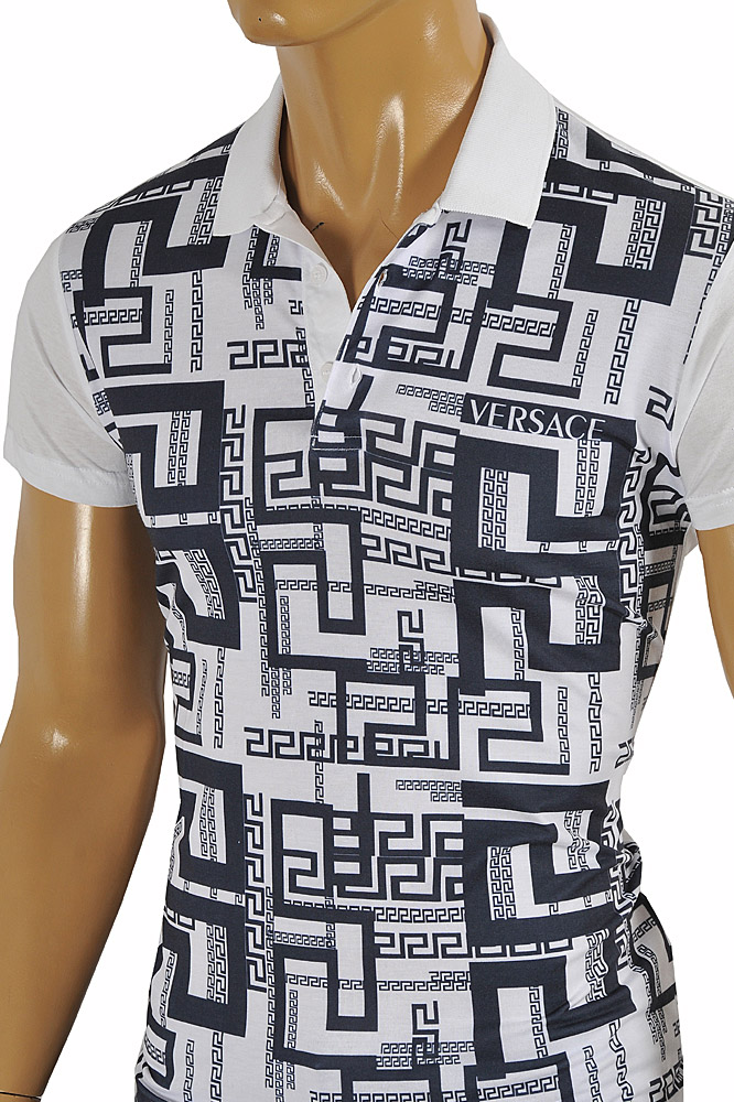 Mens Designer Clothes | VERSACE men's polo shirt with front print #174