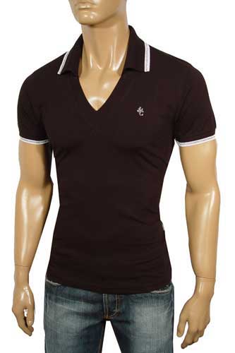 Mens Designer Clothes | VERSACE Men's V-Neck Polo-Collar Shirt #101