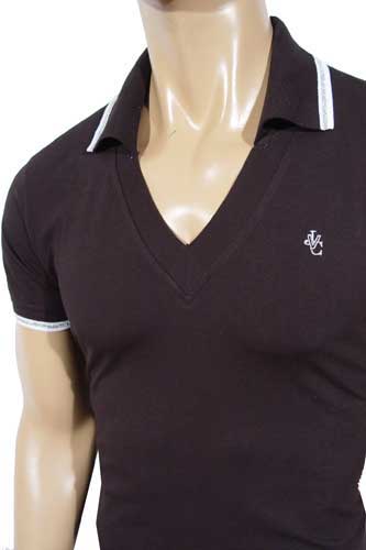 Mens Designer Clothes | VERSACE Men's V-Neck Polo-Collar Shirt #101