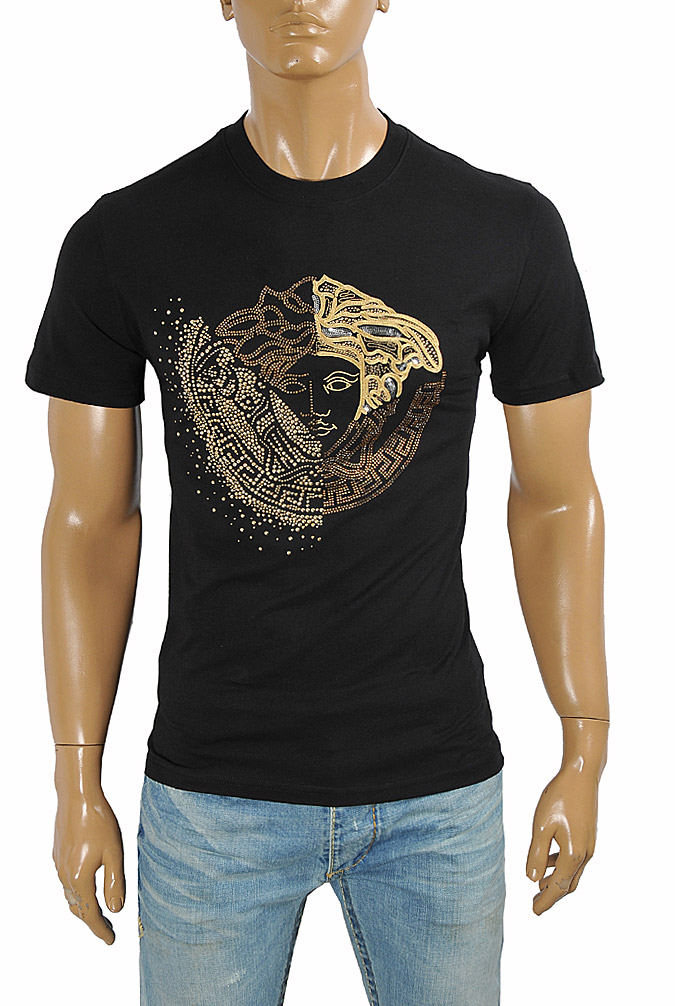 Mens Designer Clothes | VERSACE men's t-shirt with front medusa print 114