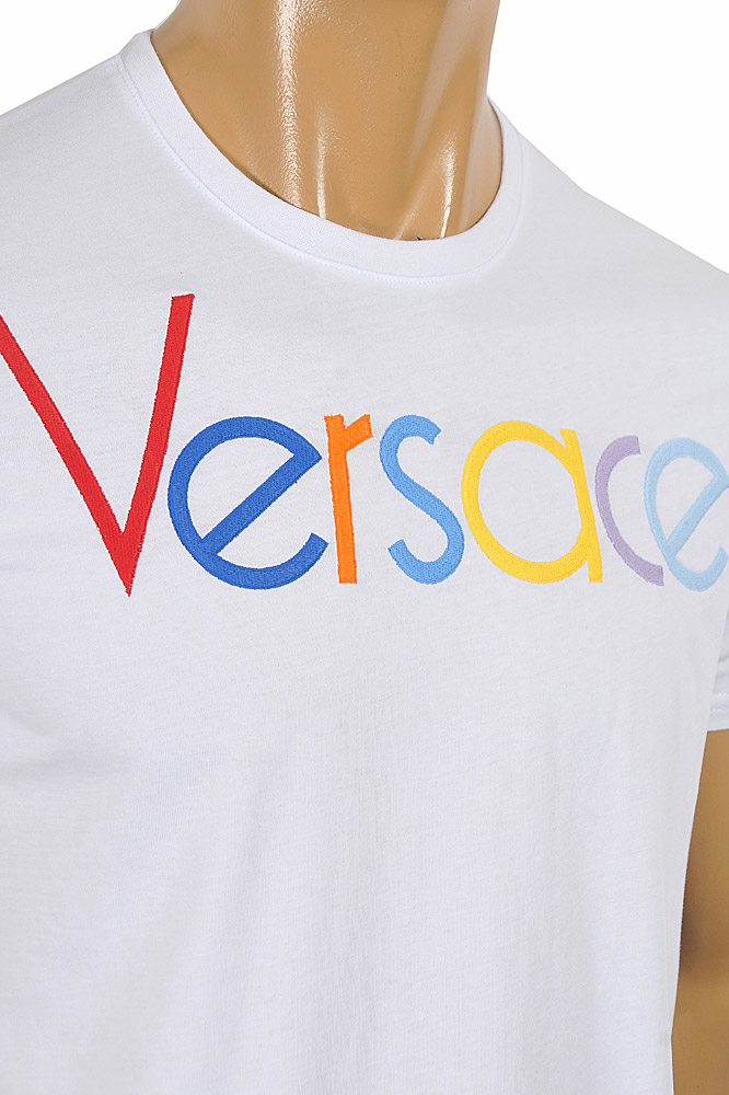 Mens Designer Clothes | VERSACE men's t-shirt with front embroidery 123