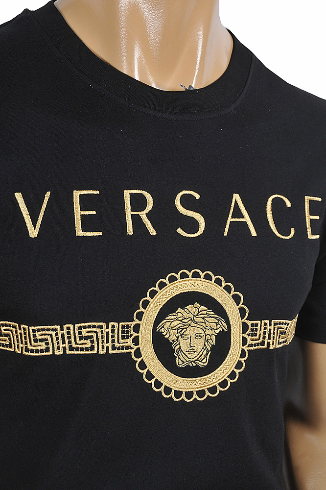 Mens Designer Clothes | VERSACE men's t-shirt with front medusa print 124