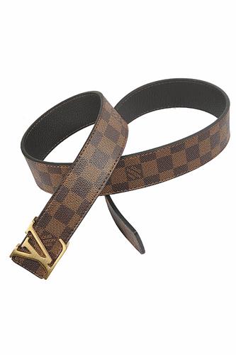 LOUIS VUITTON leather belt with gold buckle 78